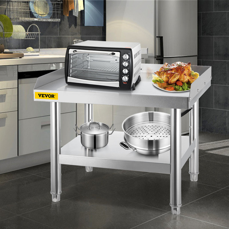 VEVOR 24'' Stainless Steel Adjustable Work Table with Undershelf