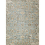 Artisan Power Loomed Wool/Nylon Oriental Area Rug in Light Blue/Tan/Black