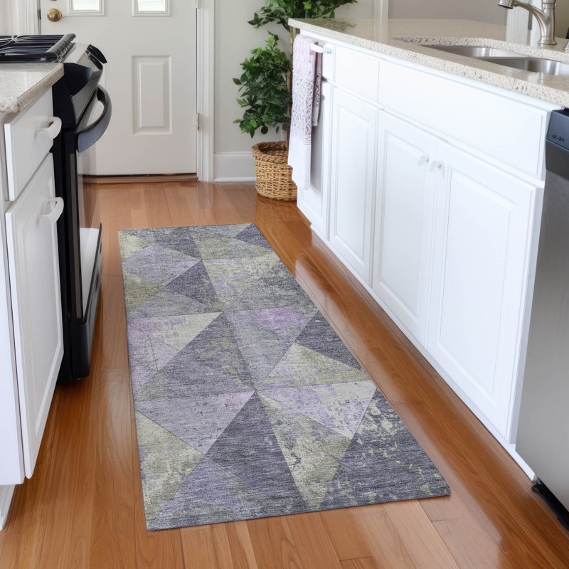 Premium Machine Washable Varroville AMF1721 Geometric Rug, Runner 2'3" x 7'6"