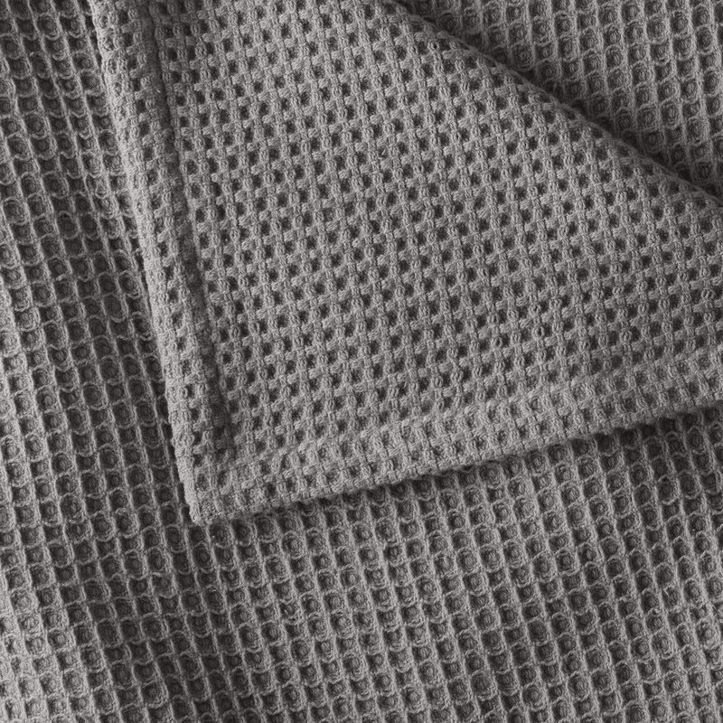 Couverture en coton gaufré uni, Gris anthracite, Très grand / Très grand californien
