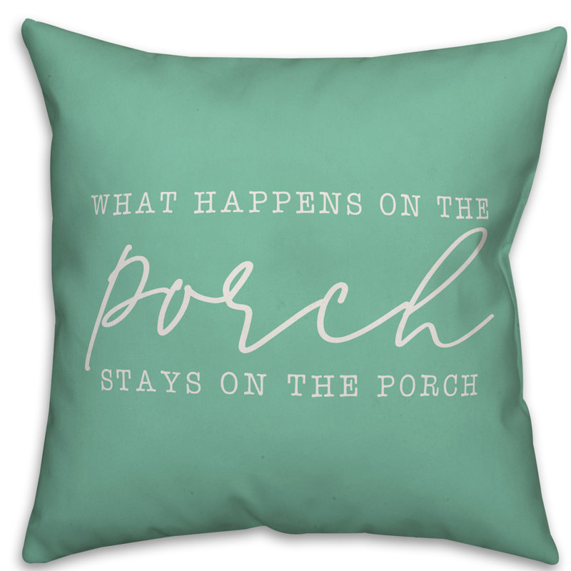 Textual Outdoor Throw Pillow, 16" x 16" , Mint Green