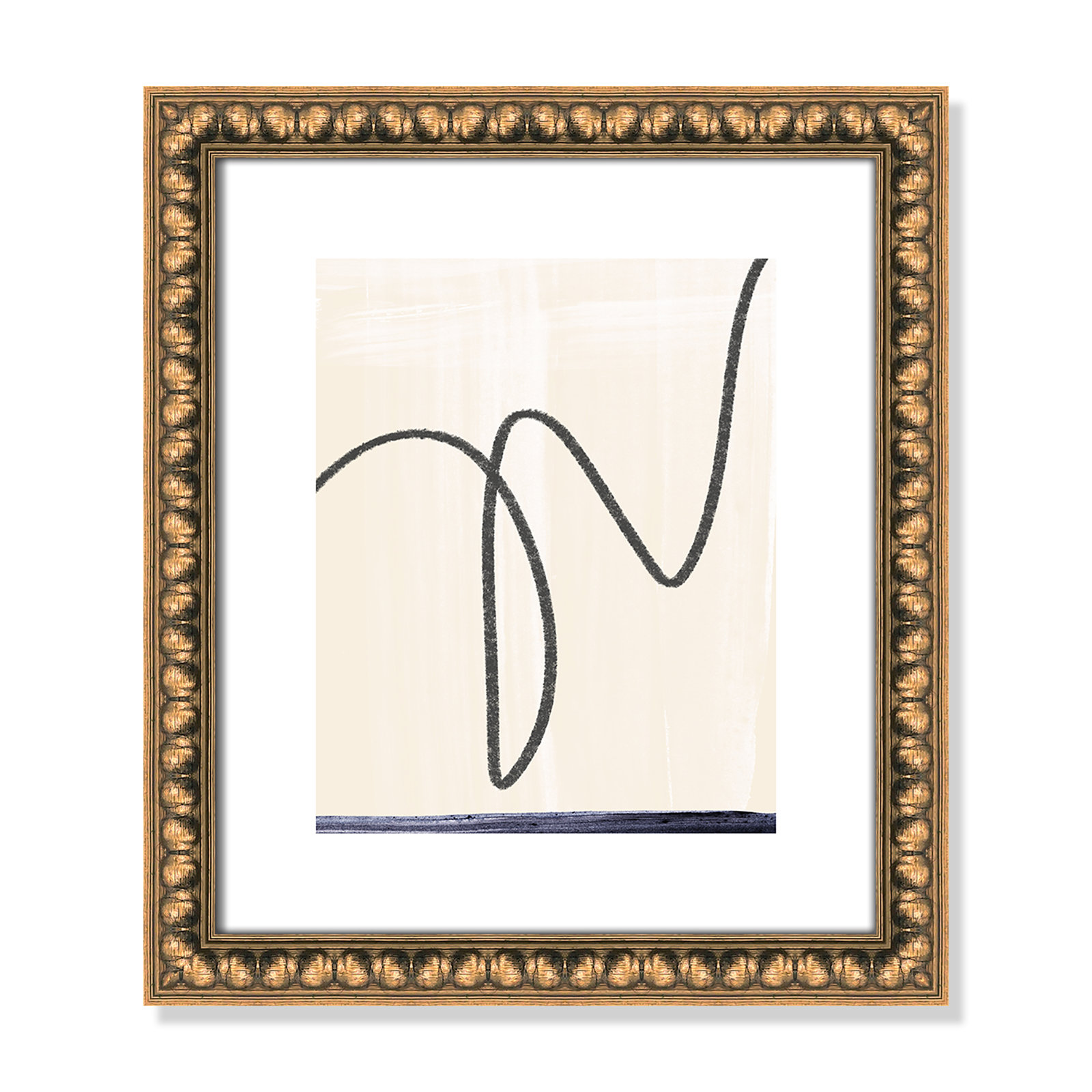 Tigerlily "Departured I" Painting, Gold Bead Framed Paper, 16" H x 14" W x 1.13" D
