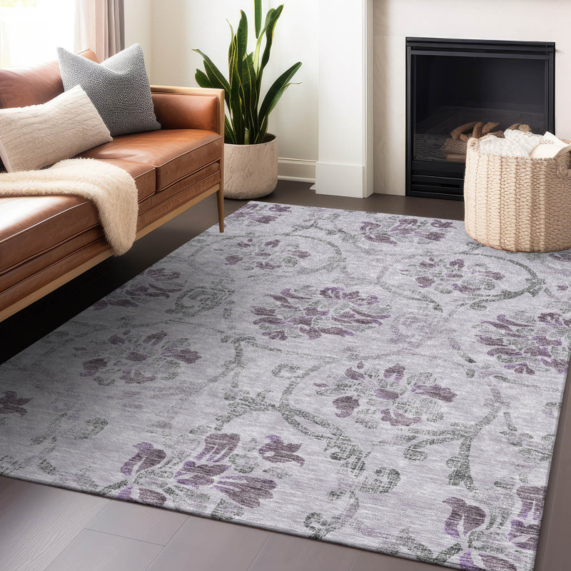 Tapis lavande Prisco lavable à la machine de qualité supérieure, Rectangle 2 pi 6 po x 3 pi 10 po