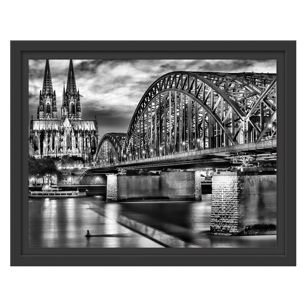 Gerahmtes Wandbild HohenzollernbrÃ¼cke bei Nacht