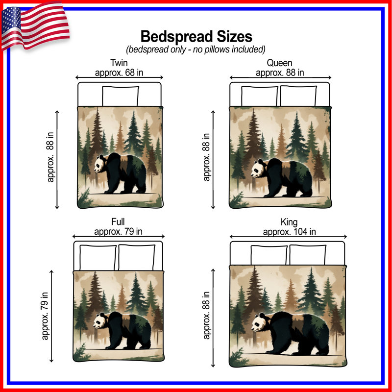 Panda Forest Illustration Bedding Panda, Très grand lit