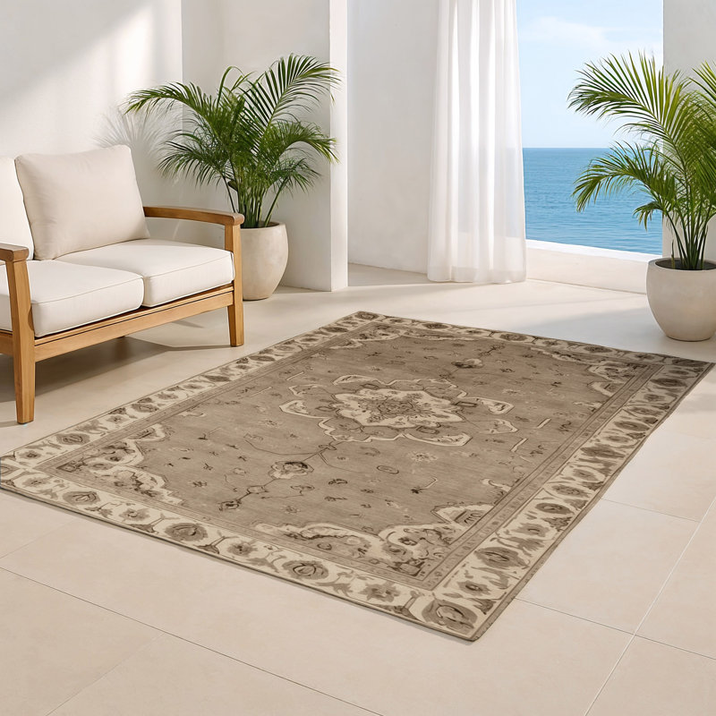 Tapis gris d'intérieur et d'extérieur Tabriz, Rectangulaire 8 pi x 10 pi