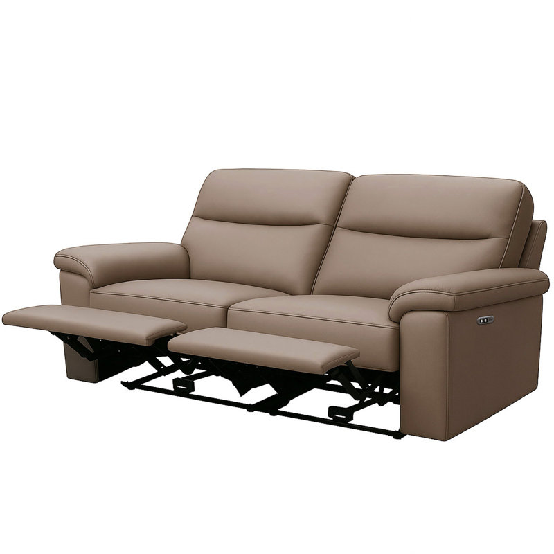 Alessandrina Real Leather Power Recliner 3 + 2 + 1 Sofa Set with USB Charging, Taupe