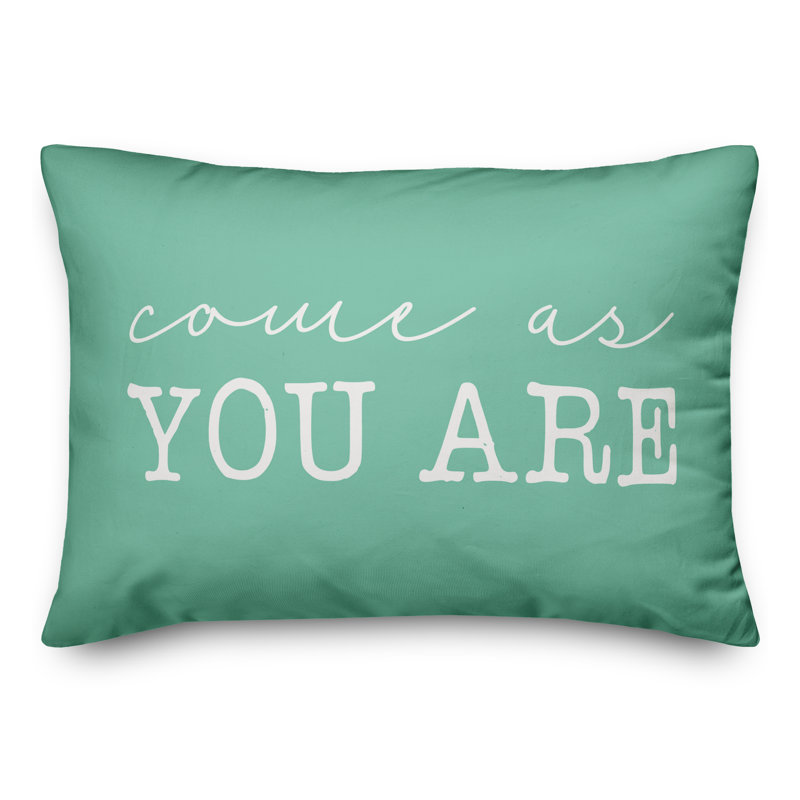 Textual Outdoor Throw Pillow, Mint Green