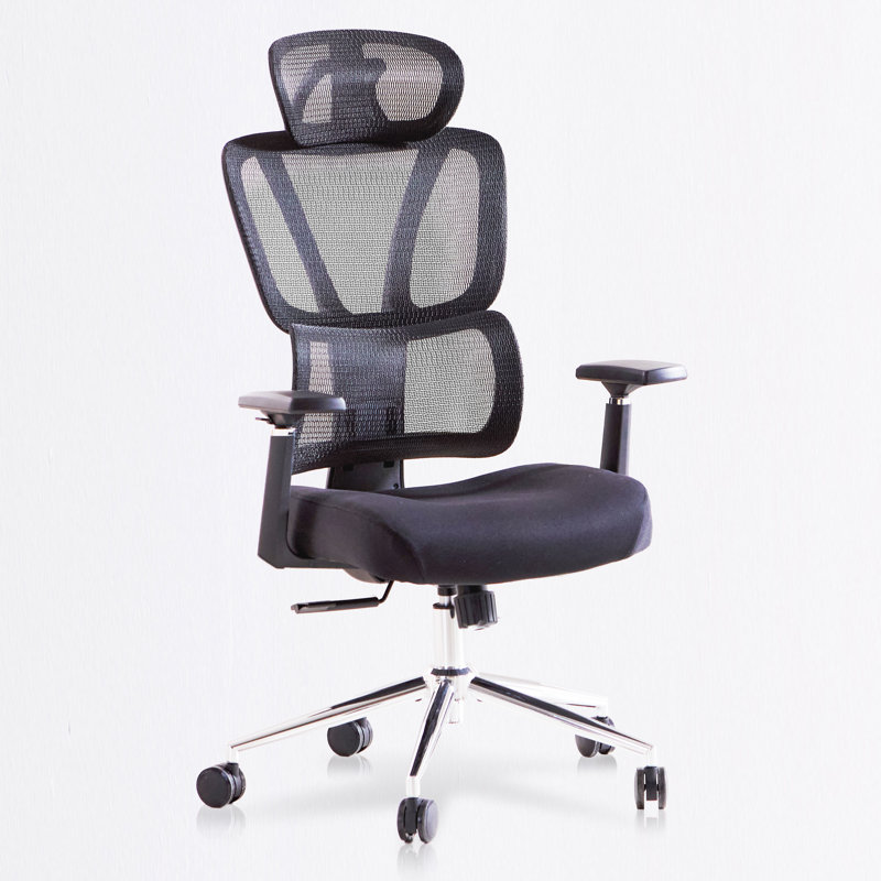 Office Chair With Adjustable Lumbar Support, Tilt Lock, 3D Armrests, Black