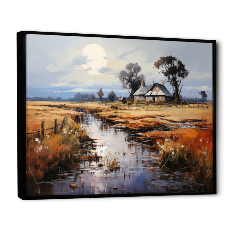 Jimmiah Farmhouse River Reverie I - Imprimé, Cadre flottant noir, H 24 po x l 32 po x P 1 po