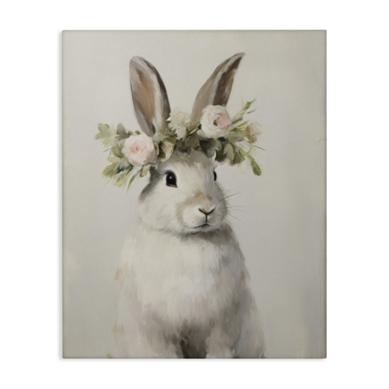 «Bunny Floral Crown», art mural par Arlington Prints, H 24 po x l 30 po