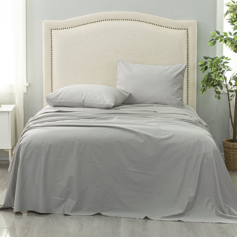 Ensemble de draps pour chambre d'amis 4 pièces 100% coton, Ensemble de draps pour lit simple + 1 drap-housse , Argent