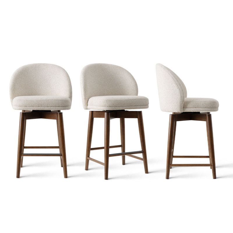 Tabouret de comptoir pivotant rembourré, Crème