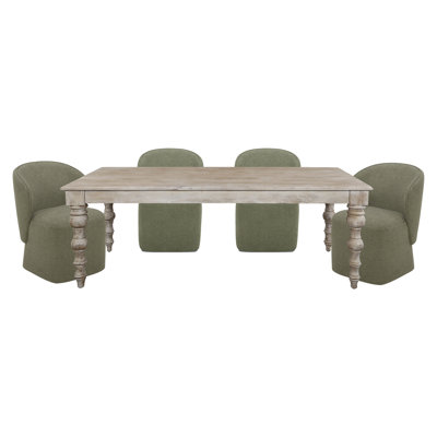 Imogen 84 In. Rectangular Dining Table With 4 Upholstered Chairs