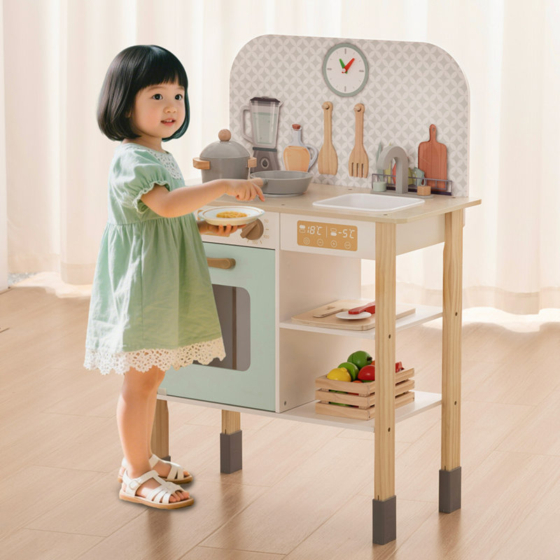 Freniland - Compact Small Kitchen Toy Set for Kids Ages 3+,Sink, Pot,Pan,20 Food Accessories Included