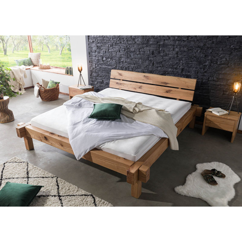 Jangali Solid Wood Bed, Super King (6'), Natural Oak