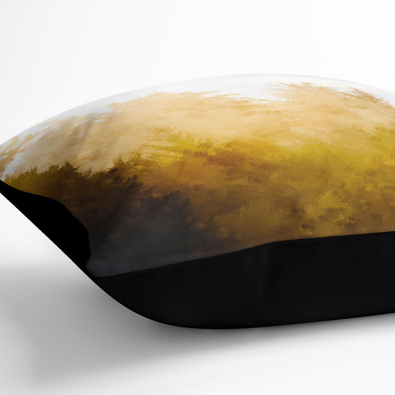 Gold Forest Painting Cushion with Filling, Black, 40cm H x 40cm W x 15cm D