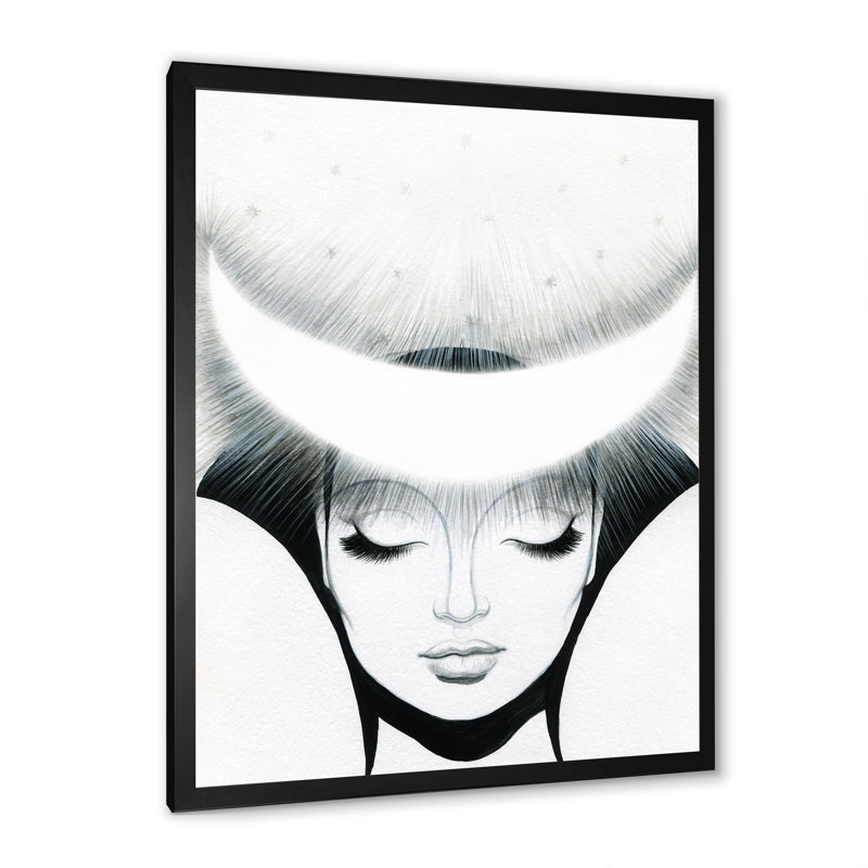 Portrait d'un mannequin élégant - œuvre d'art sur toile Glam, H 20 po x l 12 po x P 1 po, Cadre photo noir