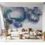 Murale abstraite pelez et collez - gouttes d'aquarelle bleues-2139684592