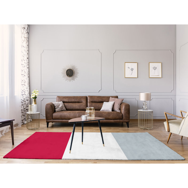 Tapis rouge rayé/argenté, Rectangle 9 pi x 12 pi
