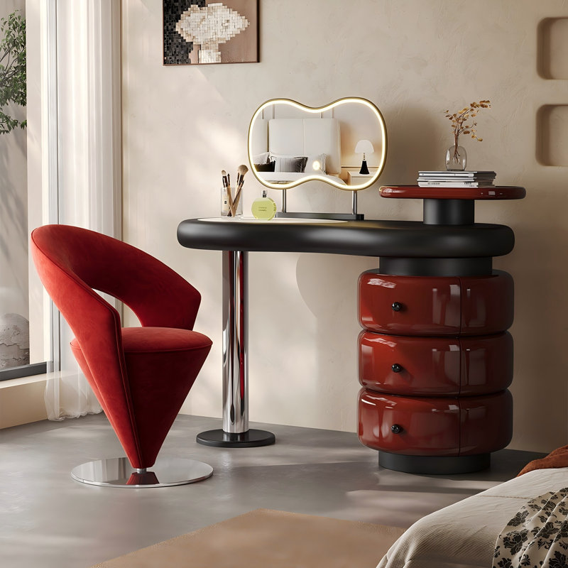 Meuble-lavabo de luxe intégré noir-rouge
