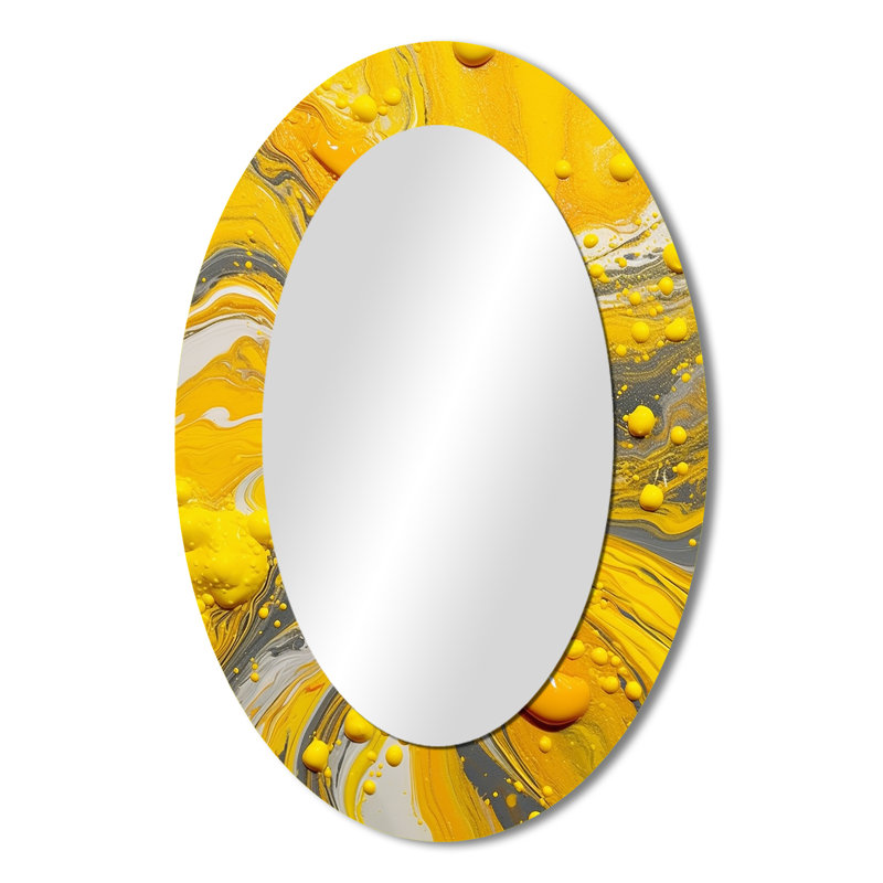 Décoration miroir jaune et gris Cosmic I - jaune, 36 po x 24 po