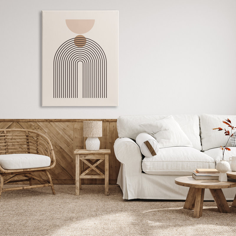 Boho, crème, formes sur bois, impression, H 48 po x l 36 po x P 1,5 po