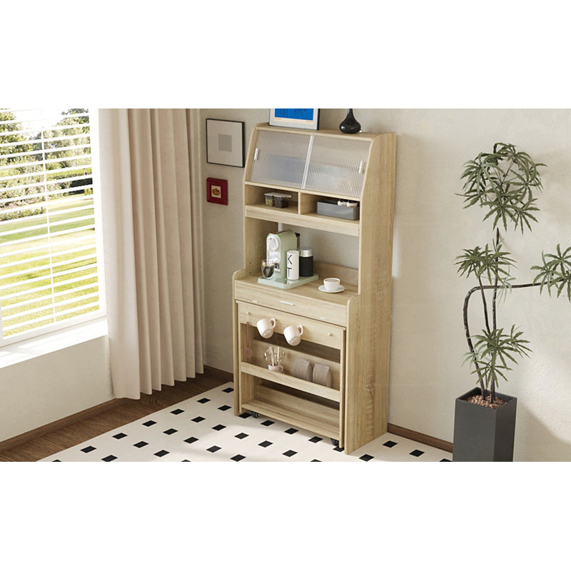 Foldable Dining Table with Buffet, Natural