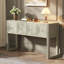 Console géométrique sculptée avec 3 tiroirs à fermeture en douceur et pieds cannelés-1774946460