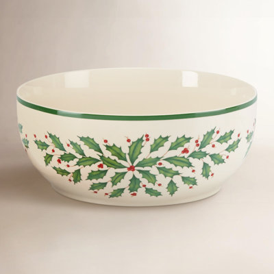 Lenox Holiday Salad Bowl with Wooden Servers
