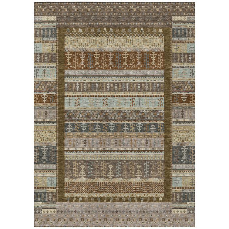 Machine Washable Indoor/Outdoor Meredith ACN2160 Striped Rug