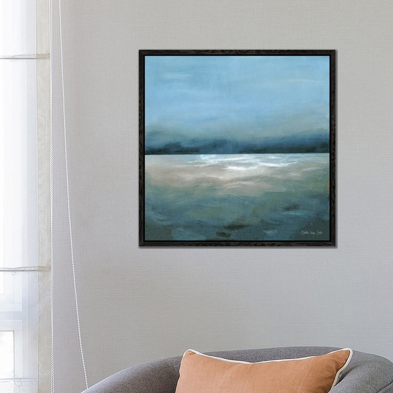 Dark Seascape by Stellar Design Studio - Painting on Canvas, Black Floater Frame, 93.98 cm H x 93.98 cm W x 4.445 cm D