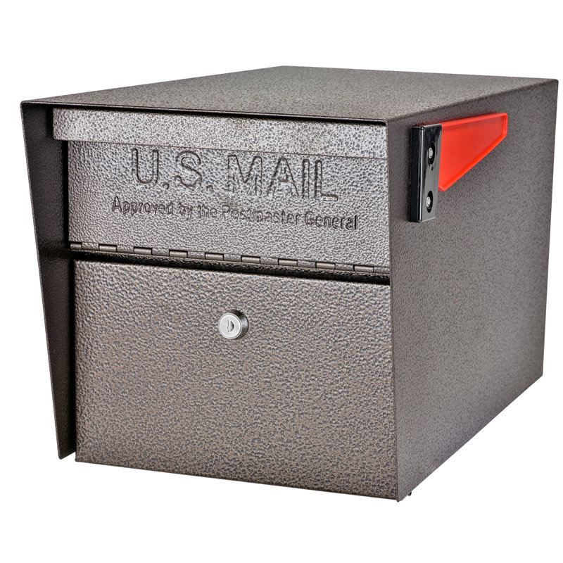 Mail Manager Locking Security Post Mounted Mailbox, Bronze