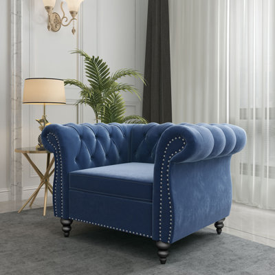 Engelgard Velvet Chesterfield Chair