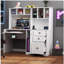 Bureau d'ordinateur personnel avec armoire, finition laquée blanc clair