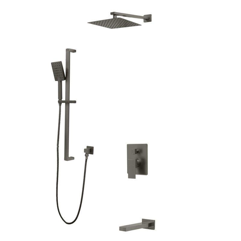 Système de douche complet à 3 voies avec pomme de pluie murale Madison, Graphite noir