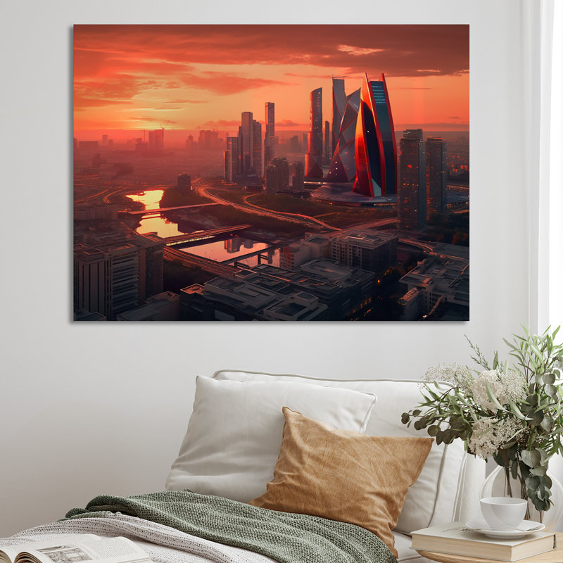 «Orange and Pink Architectural Merveilles II», reproduction sur toile, H 12 po x l 20 po x P 1 po, Toile tendue
