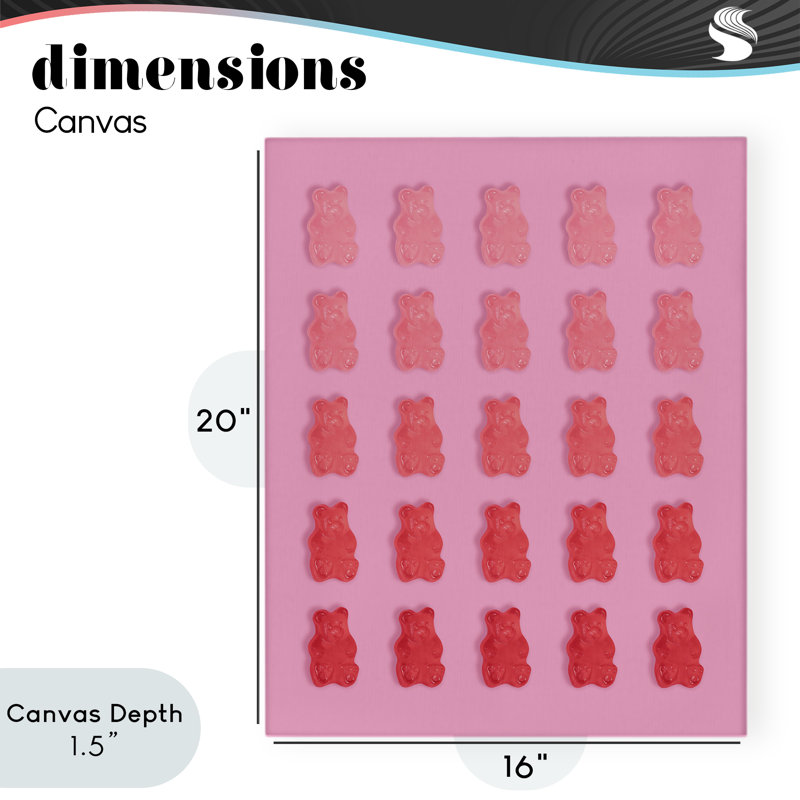 Toile «Sweet Pink Gummy Bears», conception par Lish Creative, H 20 po x l 16 po