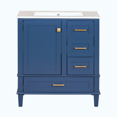 Ensemble de meuble-lavabo simple 30 po avec plateau en céramique Maureena