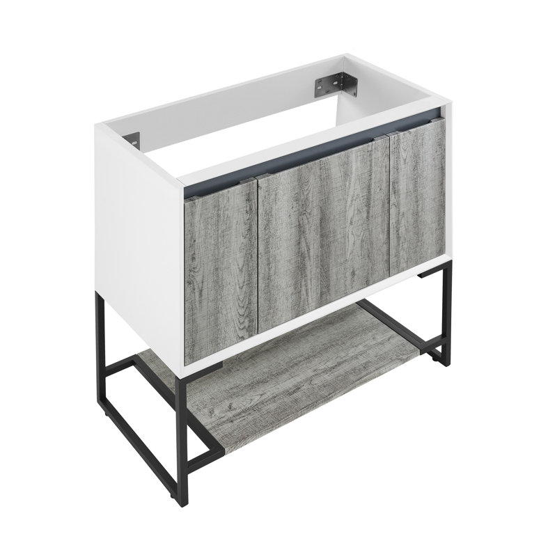 Base de meuble-lavabo simple 35,06 po Marseille seulement en gris / blanc