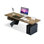 Couleur du bois + bois massif rectangulaire noir + bureaux en fer