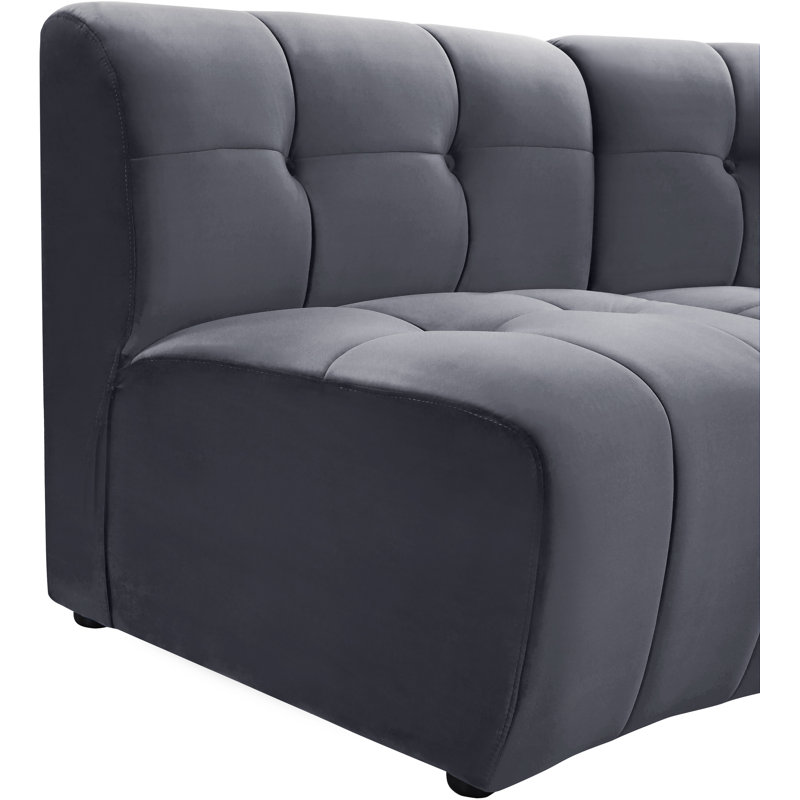 Jedson Velvet Sectional Symmetrical, Grey Velvet