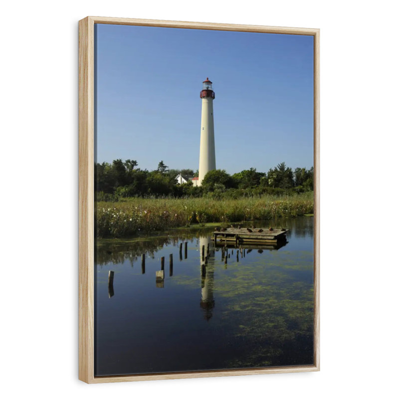 Phare de Cape May, New Jersey, Floating Frame Natural Wood, 25" x 37"