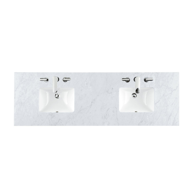 De Soto 72'' W Double Vanity, Carrara White, 8" Widespread
