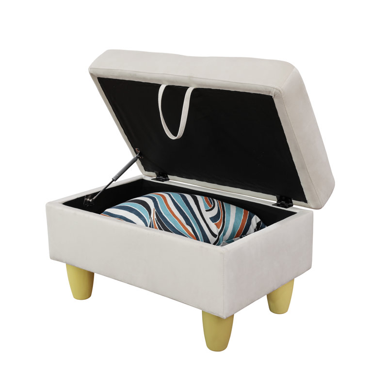 Richell Upholstered Ottoman, White, Light Yellow