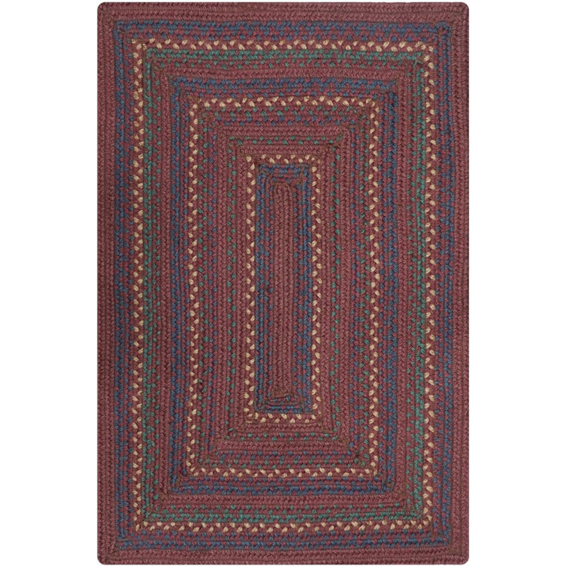 Jamestown Braided Jute Reversible Burgundy/Blue/Cream Rug, Rectangle 4' x 6'