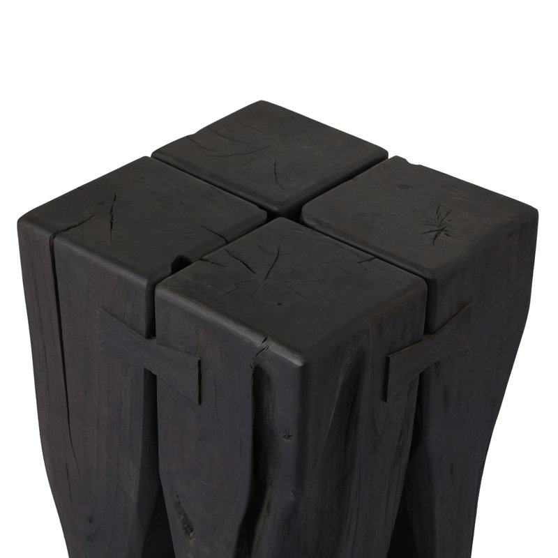 Oshan Outdoor Square Teak Side Table, Stained Black-Teak Root