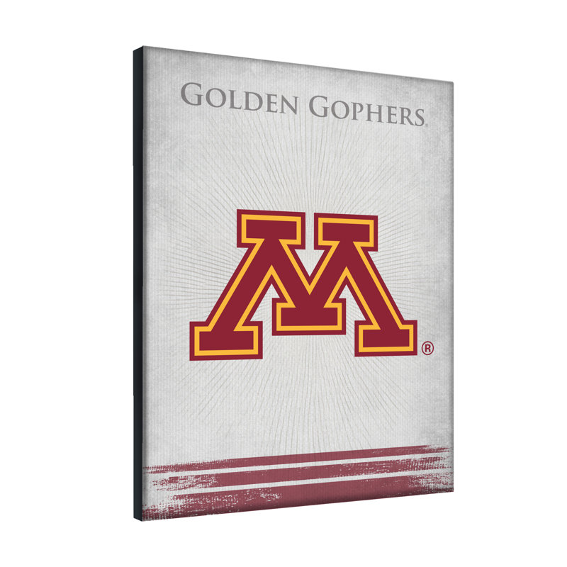Impression sur toile tendue NCAA, Golden Gophers du Minnesota, H 15 po x l 20 po x P 1 po