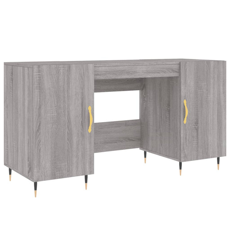 Fidler Metal Base Writing Desk, Grey Sonoma/Black