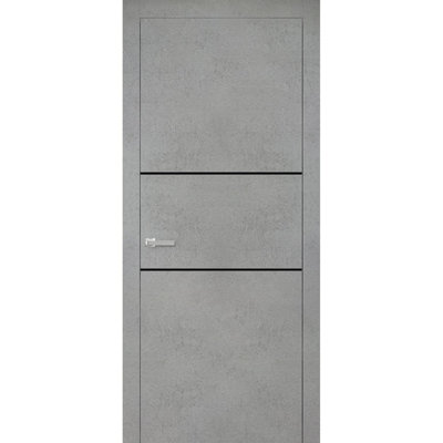 Porte intérieure moderne en bois avec quincaillerie Planum 0014, cadre en béton à panneau unique, portes robustes pour salle de bain et chambre à coucher - 42 po x 96 po
